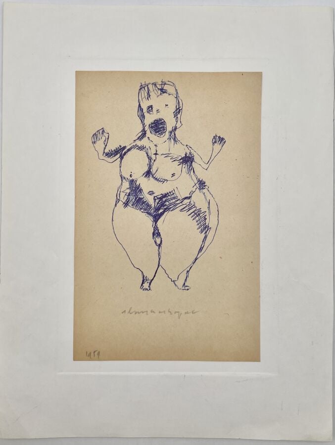 SLAVKO KOPAČ (1913-1995) - Angoisse 1959, stylo bille sur papier, signée et dat…