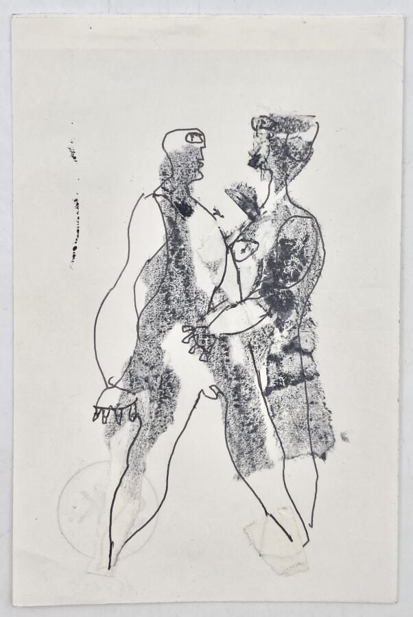 SLAVKO KOPAČ (1913-1995) - Animaux et homme, 1949, technique mixte sur papier,…