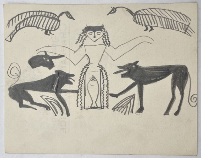 SLAVKO KOPAČ (1913-1995) - Arbres, crayon sur papier, au dos: arbre et chèvre,…