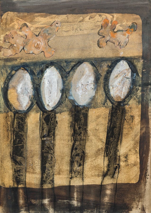 SLAVKO KOPAČ (1913-1995) - Arbres et oiseaux, 1963 - Gouache sur papier maroufl…
