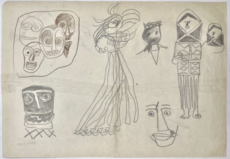 SLAVKO KOPAČ (1913-1995) - Composition animé, stylo bille sur papier de soie, p…