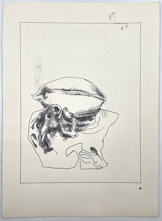 SLAVKO KOPAČ (1913-1995) - Composition, stylo bille sur papier, cachet du monog…