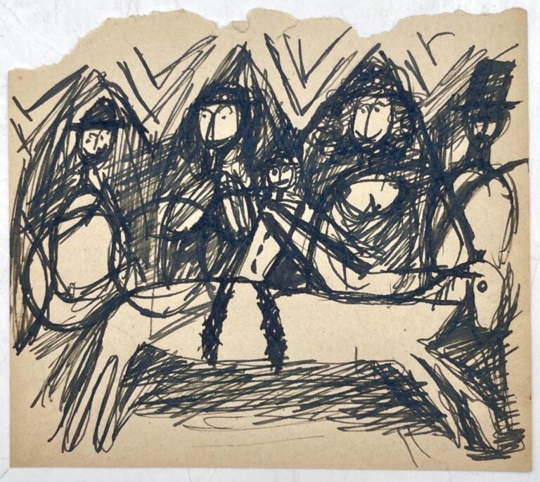 SLAVKO KOPAČ (1913-1995) - Composition, stylo bille sur papier, cachet du monog…