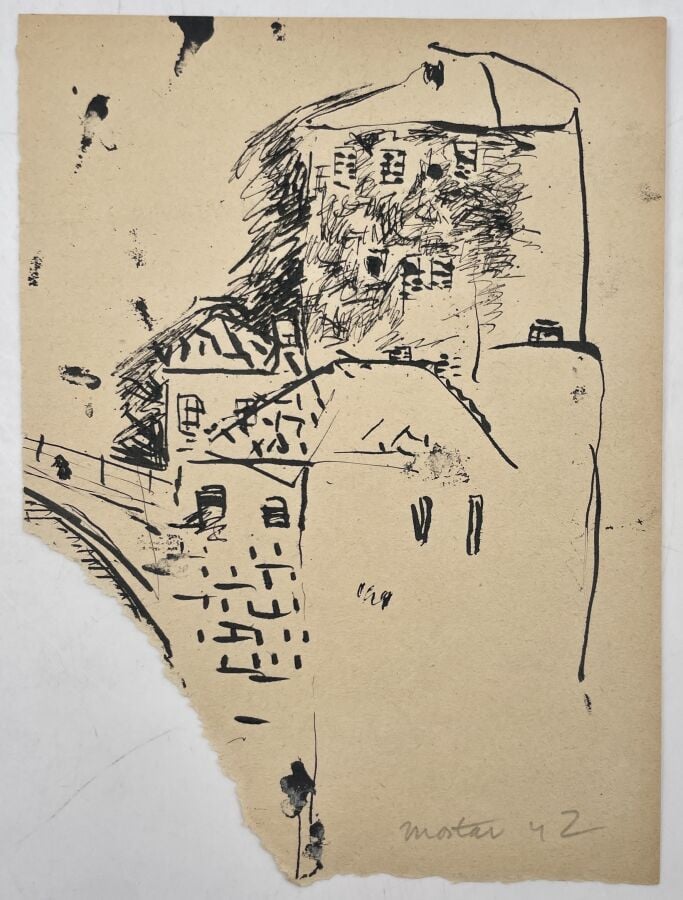 SLAVKO KOPAČ (1913-1995) - Composition, stylo bille sur papier imprimé au dos,…