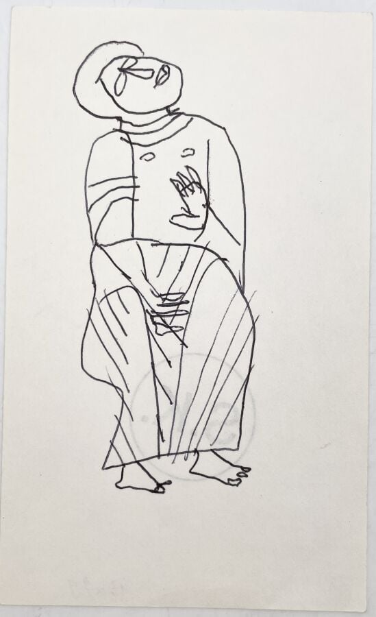 SLAVKO KOPAČ (1913-1995) - Couple, stylo et papier découpé, collé sur morceau d…