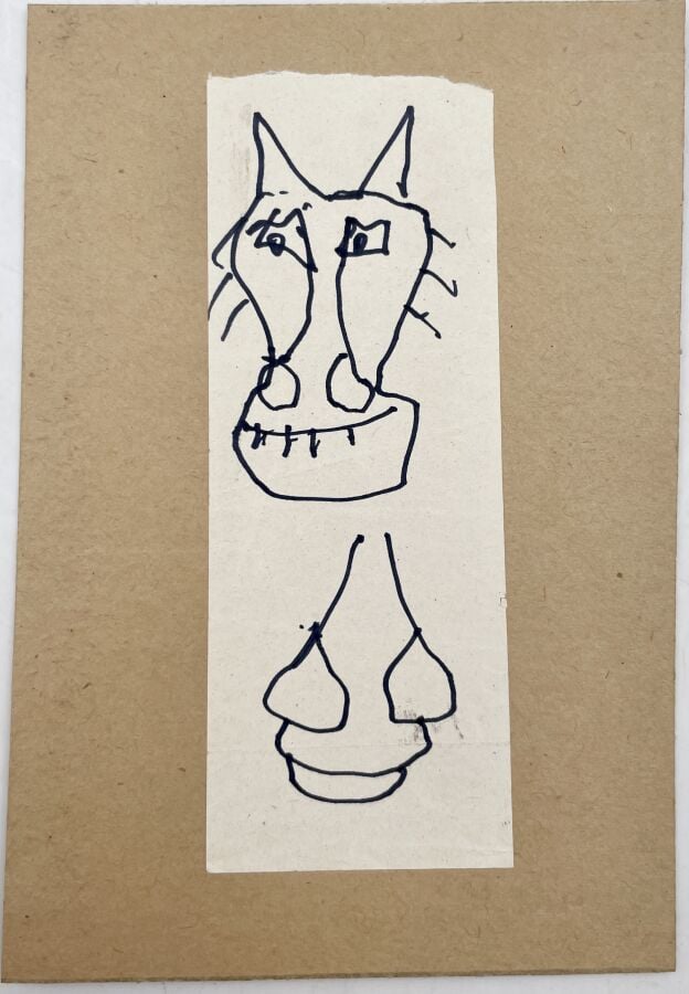 SLAVKO KOPAČ (1913-1995) - Couple, stylo et papier découpé, collé sur morceau d…