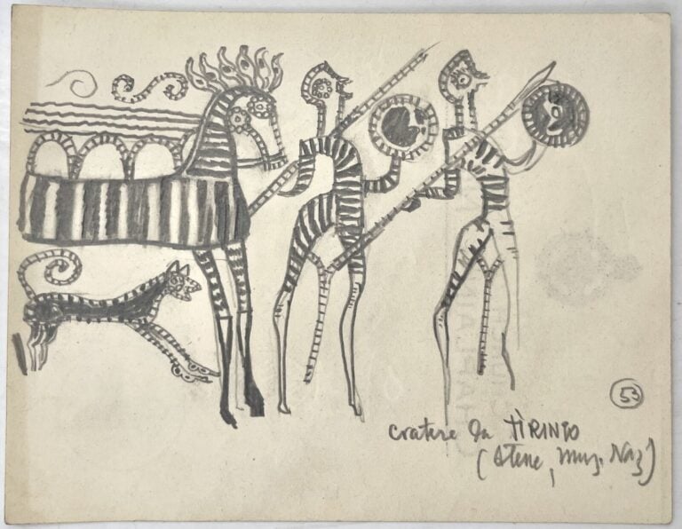SLAVKO KOPAČ (1913-1995) - Cratère In Tirino, (scène antique), crayon sur papie…