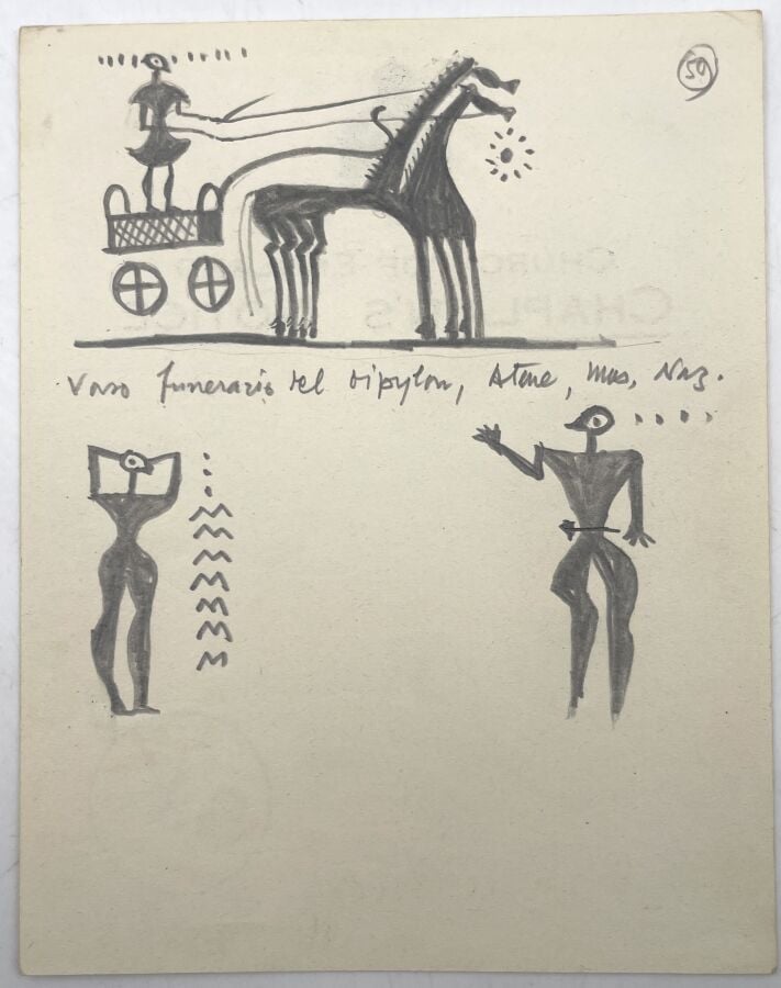SLAVKO KOPAČ (1913-1995) - Cratère In Tirino, (scène antique), crayon sur papie…