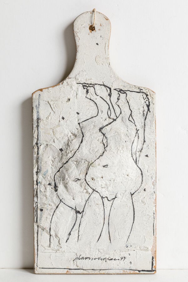 SLAVKO KOPAČ (1913-1995) - Deux femmes, 1977 - Encre dessinée sur plâtre, fixé…