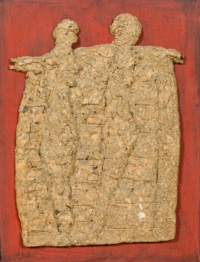 SLAVKO KOPAČ (1913-1995) - Deux femmes - Papier mâché appliqué sur panneau de b…