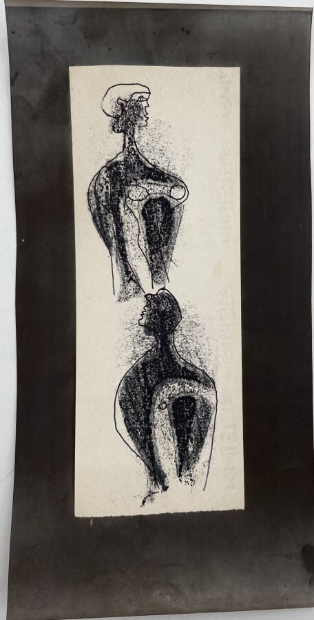 SLAVKO KOPAČ (1913-1995) - Femme au collier, 1988, stylo bille et papier découp…