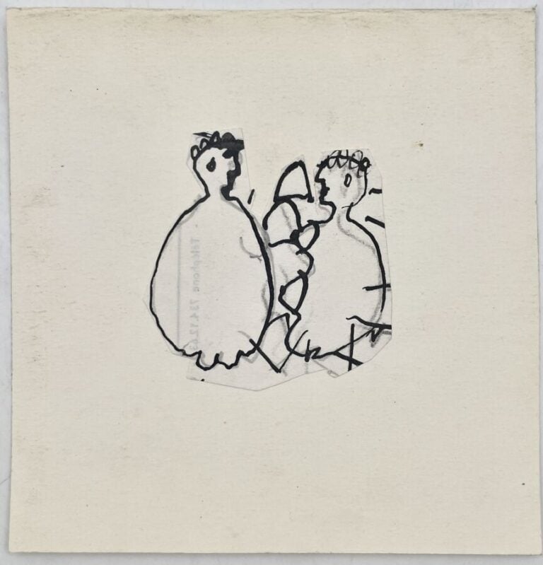 SLAVKO KOPAČ (1913-1995) - Femme de profil à l'éventail, encre sur papier, cach…
