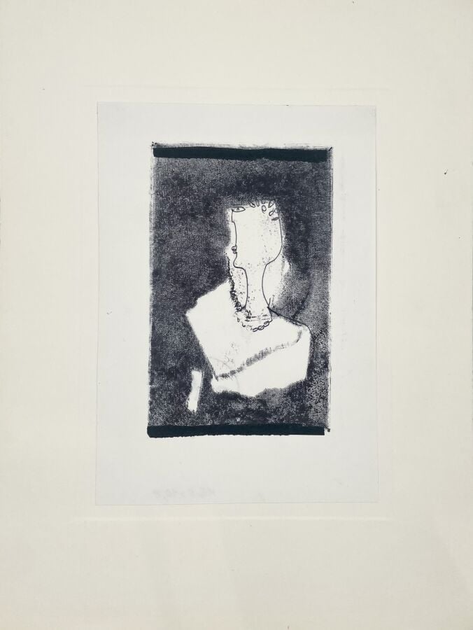 SLAVKO KOPAČ (1913-1995) - Femme de profil, stylo bille, collage et technique m…