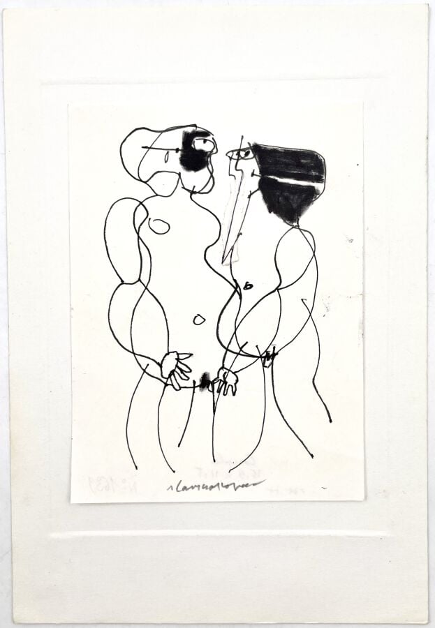 SLAVKO KOPAČ (1913-1995) - Femme debout, encre sur carton fin, cachet « Slavko…