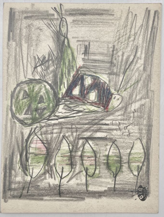 SLAVKO KOPAČ (1913-1995) - Femme ,encre sur papier cartonné imprimé au dos et d…