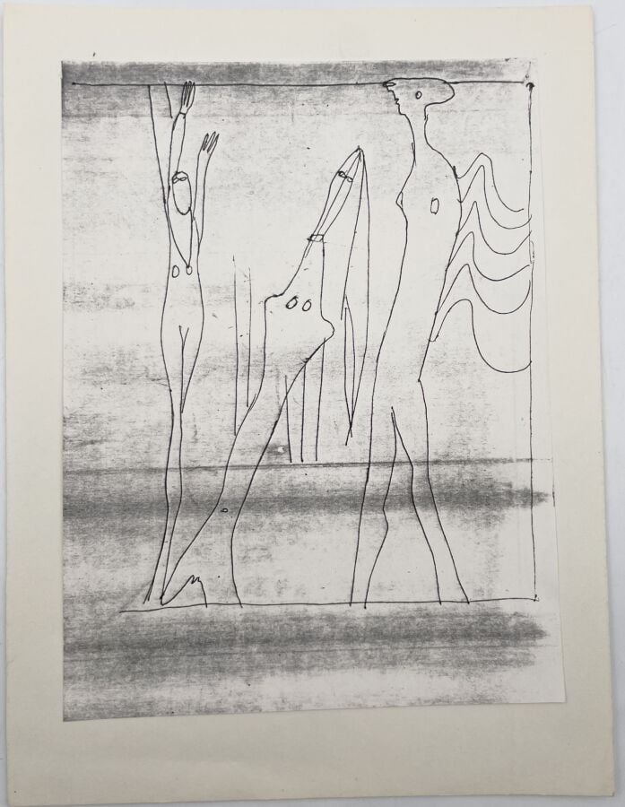 SLAVKO KOPAČ (1913-1995) - Femme et homme, technique mixte, crayon et arrachage…
