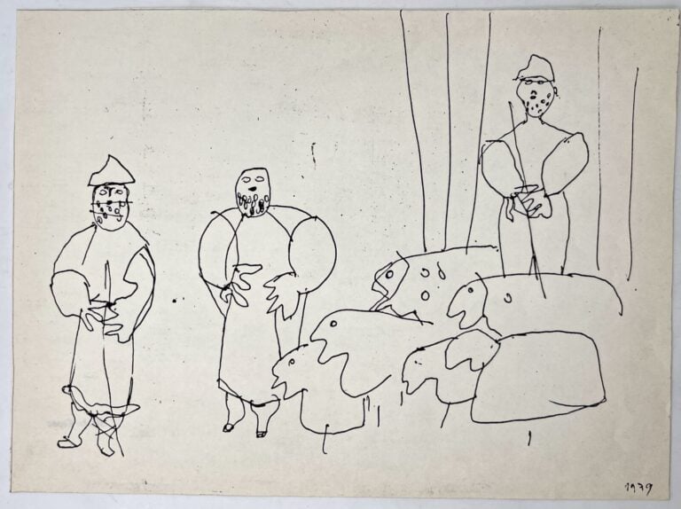 SLAVKO KOPAČ (1913-1995) - Frise d'éléphants, 1959, encre sur carton, monogramm…