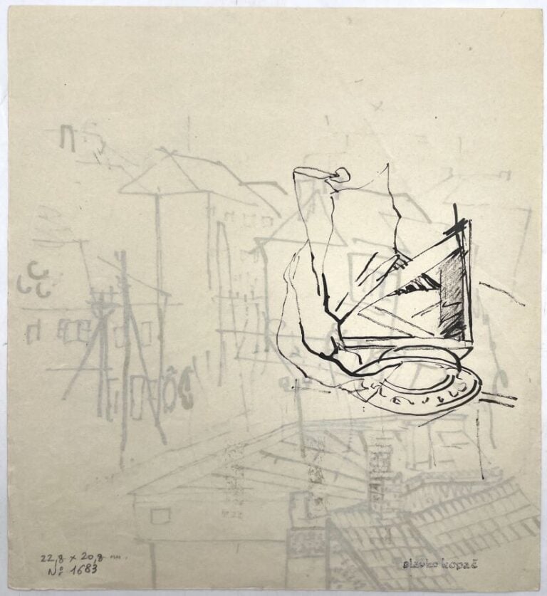 SLAVKO KOPAČ (1913-1995) - Frise d'éléphants, 1959, encre sur carton, monogramm…