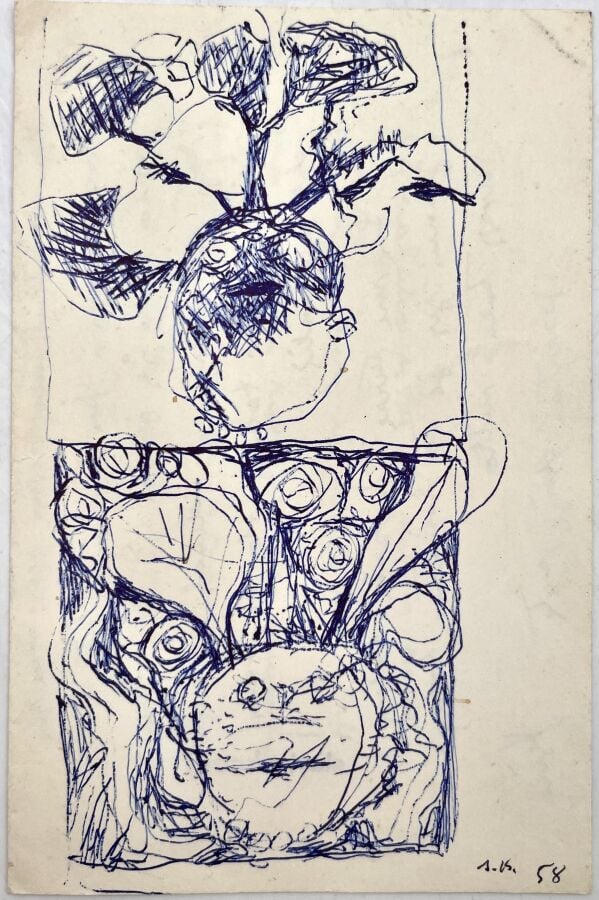 SLAVKO KOPAČ (1913-1995) - Frise d'éléphants, 1959, encre sur carton, monogramm…