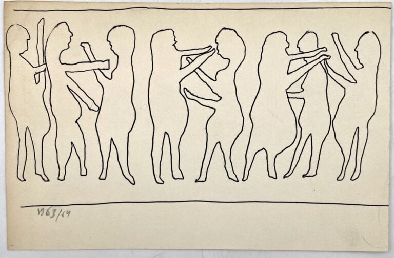 SLAVKO KOPAČ (1913-1995) - Frise de personnages 1963-64, encre sur papier, daté…