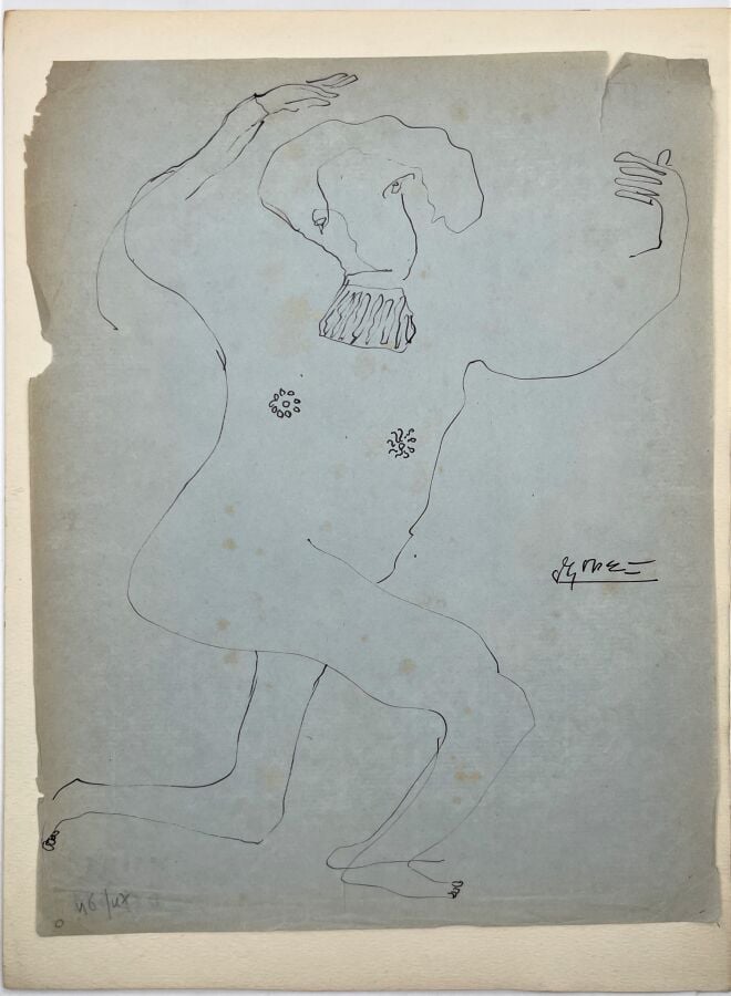 SLAVKO KOPAČ (1913-1995) - Groupe de tête, encre sur papier cristal scotché sur…