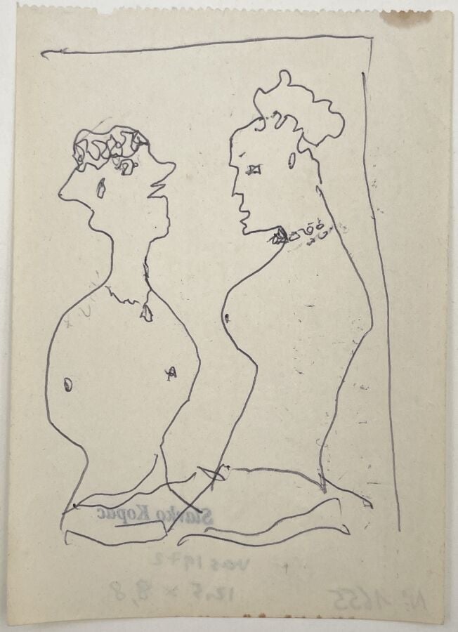 SLAVKO KOPAČ (1913-1995) - Homme à la pipe et au parapluie, 1948-1949, encre su…