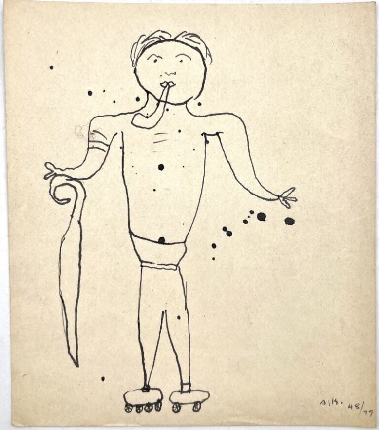 SLAVKO KOPAČ (1913-1995) - Homme à la pipe et au parapluie, 1948-1949, encre su…
