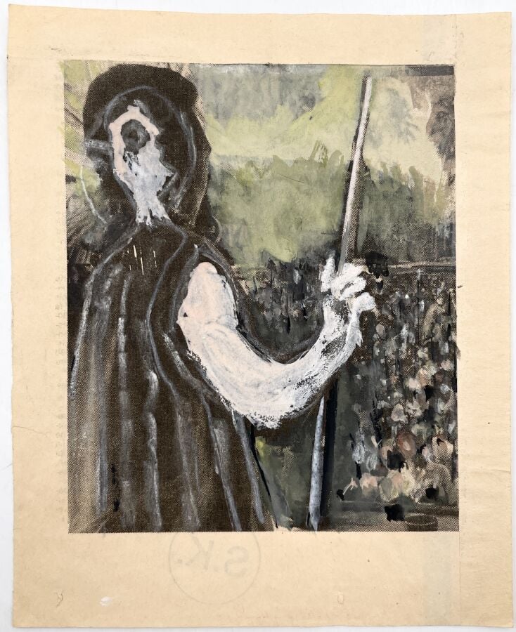 SLAVKO KOPAČ (1913-1995) - Homme de profil, octobre 1984, technique mixte et go…