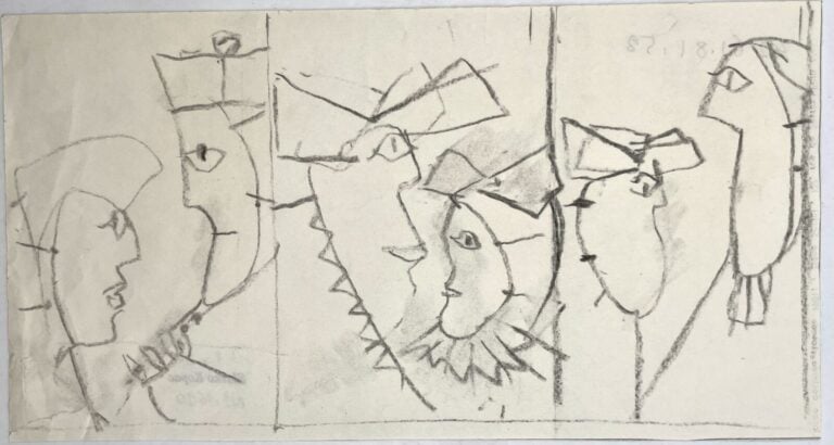 SLAVKO KOPAČ (1913-1995) - Homme en buste, stylo bille sur morceau de papier dé…