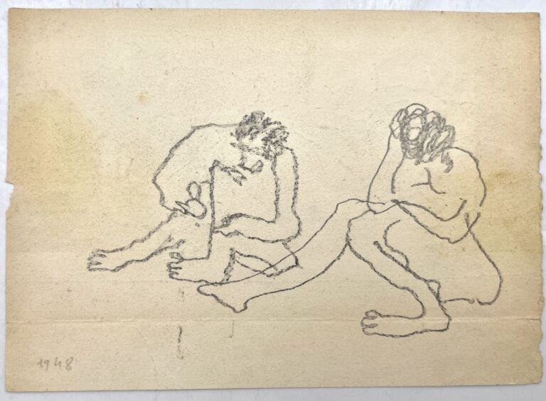 SLAVKO KOPAČ (1913-1995) - Homme en buste, stylo bille sur morceau de papier dé…
