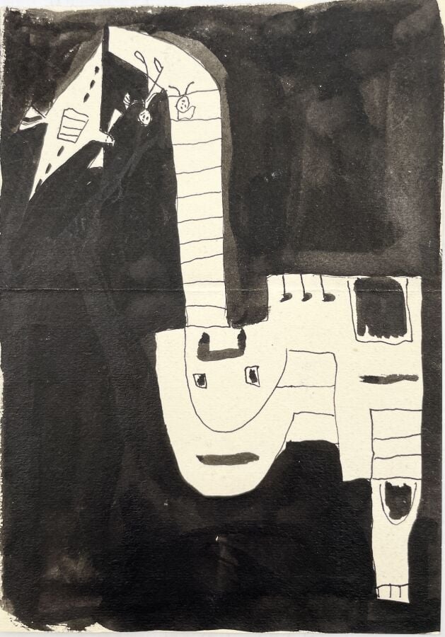 SLAVKO KOPAČ (1913-1995) - Homme rouge, technique mixte, feutre et papier collé…