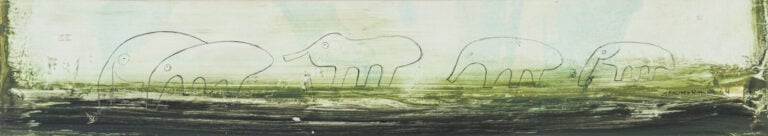 SLAVKO KOPAČ (1913-1995) - Les éléphants, 1964 - Peinture vinylique et techniqu…