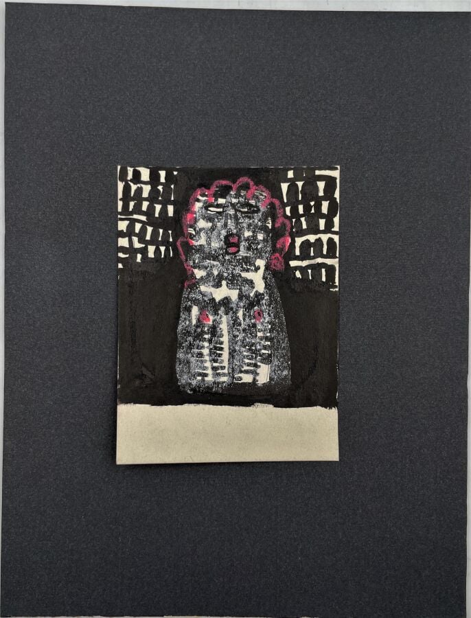 SLAVKO KOPAČ (1913-1995) - Lion(?), 1978, encre et crayon rose sur papier, part…