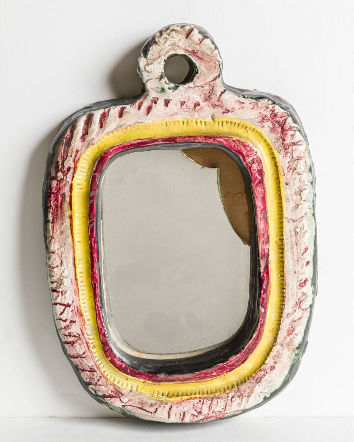 SLAVKO KOPAČ (1913-1995) - Miroir - Céramique émaillée et miroir (accident : ve…