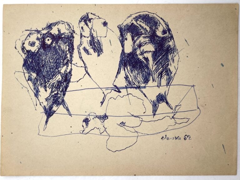 SLAVKO KOPAČ (1913-1995) - Oiseaux, 1962, stylo bille sur papier, signé « Slavk…