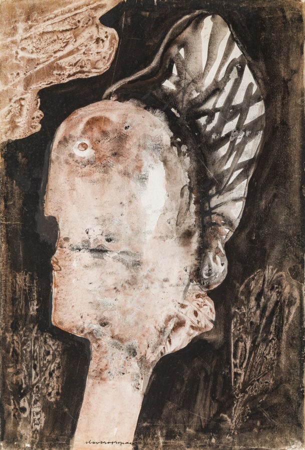 SLAVKO KOPAČ (1913-1995) - Personnage, 1962 - Gouache et encre sur papier marou…