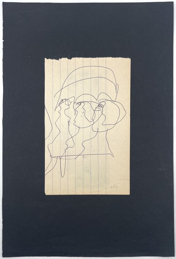 SLAVKO KOPAČ (1913-1995) - Personnage de profil, 1970, crayon sur papier découp…