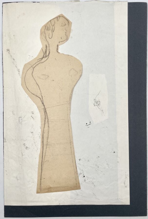 SLAVKO KOPAČ (1913-1995) - Personnage de profil, 1970, crayon sur papier découp…
