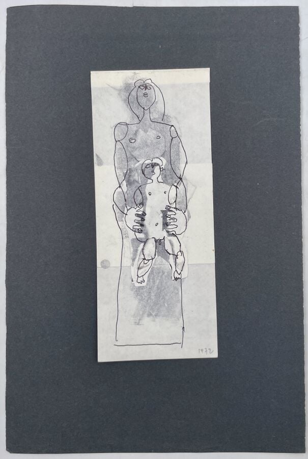 SLAVKO KOPAČ (1913-1995) - Personnage de profil, 1970, crayon sur papier découp…