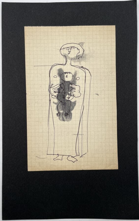 SLAVKO KOPAČ (1913-1995) - Personnages, feutre noir et annotation au stylo bill…