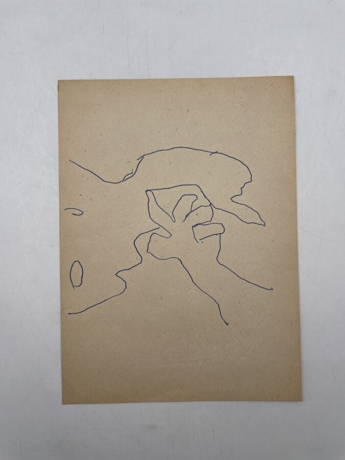 SLAVKO KOPAČ (1913-1995) - Profil d'homme, stylo bille sur papier, cachet du mo…