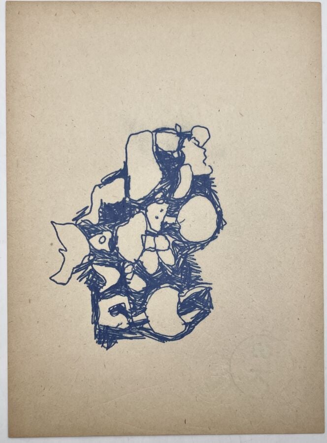SLAVKO KOPAČ (1913-1995) - Profil d'homme, stylo bille sur papier, cachet du mo…