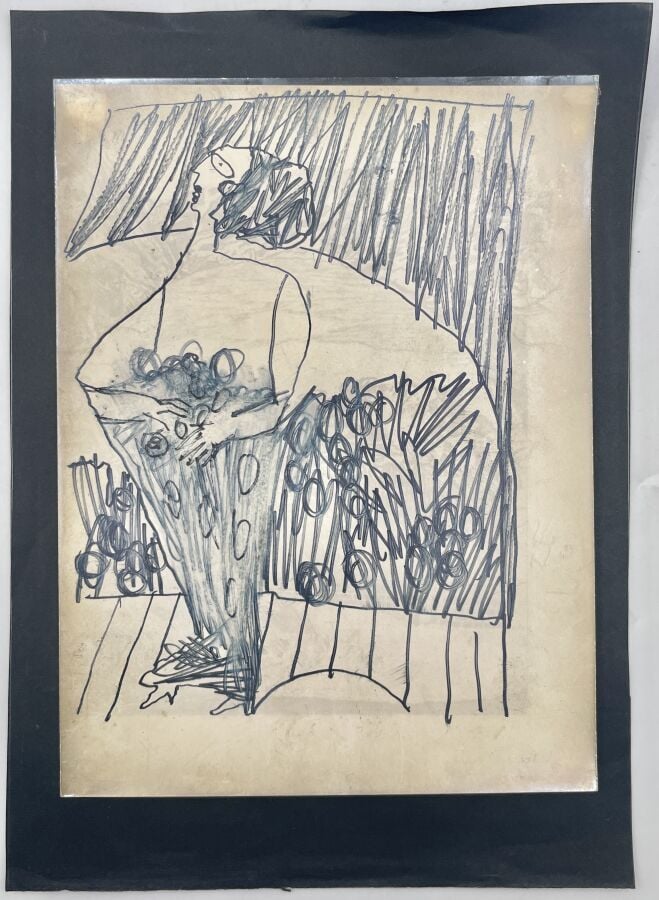 SLAVKO KOPAČ (1913-1995) - Profil d'homme, stylo bille sur papier, cachet du mo…