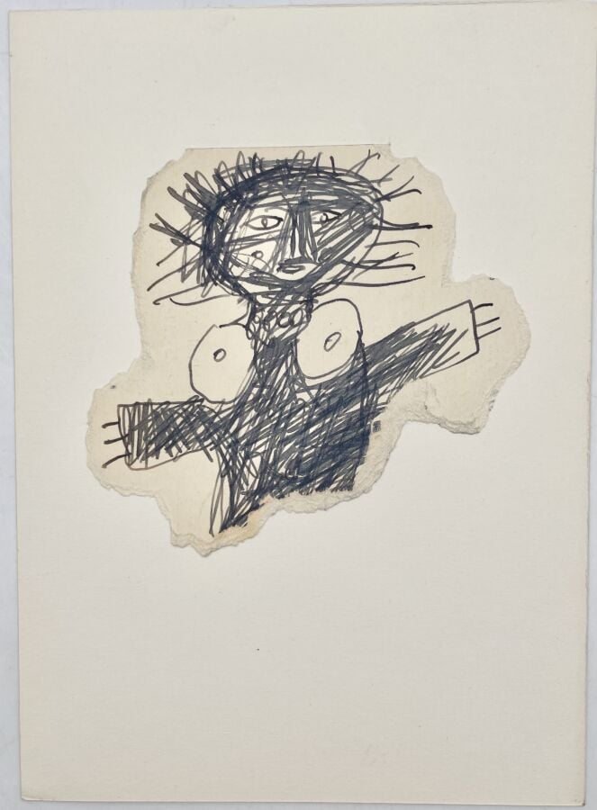 SLAVKO KOPAČ (1913-1995) - Profil d'homme, stylo bille sur papier, cachet du mo…