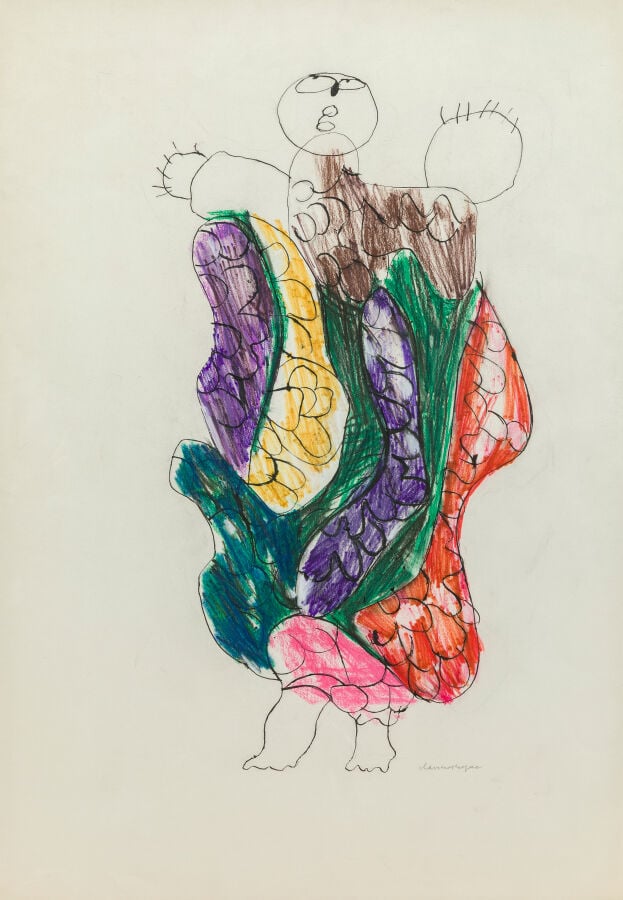 SLAVKO KOPAČ (1913-1995) - Robe parée, 1968 - Encre et crayons de couleur sur p…