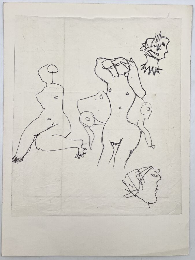 SLAVKO KOPAČ (1913-1995) - Têtes de chevaux, ensemble de stylos bille, crayon s…