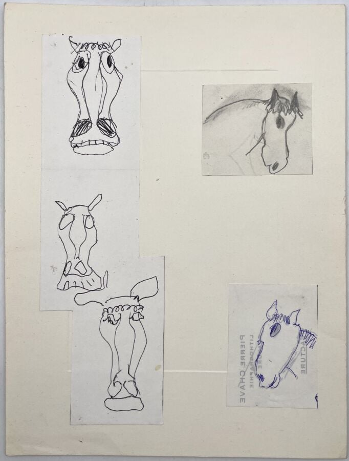 SLAVKO KOPAČ (1913-1995) - Têtes de chevaux, ensemble de stylos bille, crayon s…