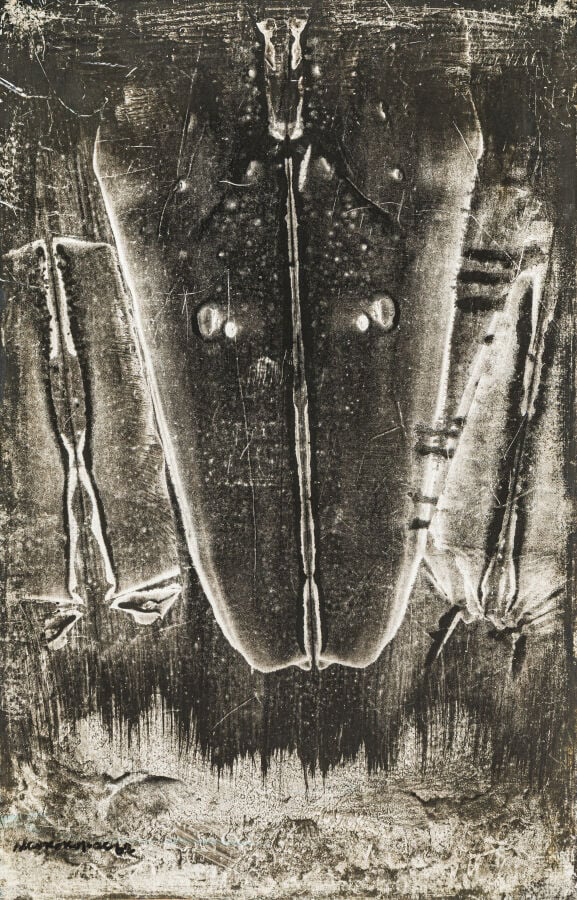 SLAVKO KOPAČ (1913-1995) - Trapez, 1962 - Gouache sur papier marouflée sur toil…