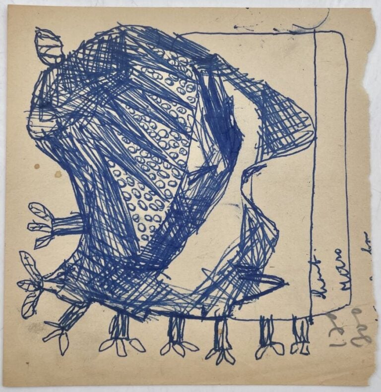 SLAVKO KOPAČ (1913-1995) - Vaches, encre bleue sur papier, au dos : composition…