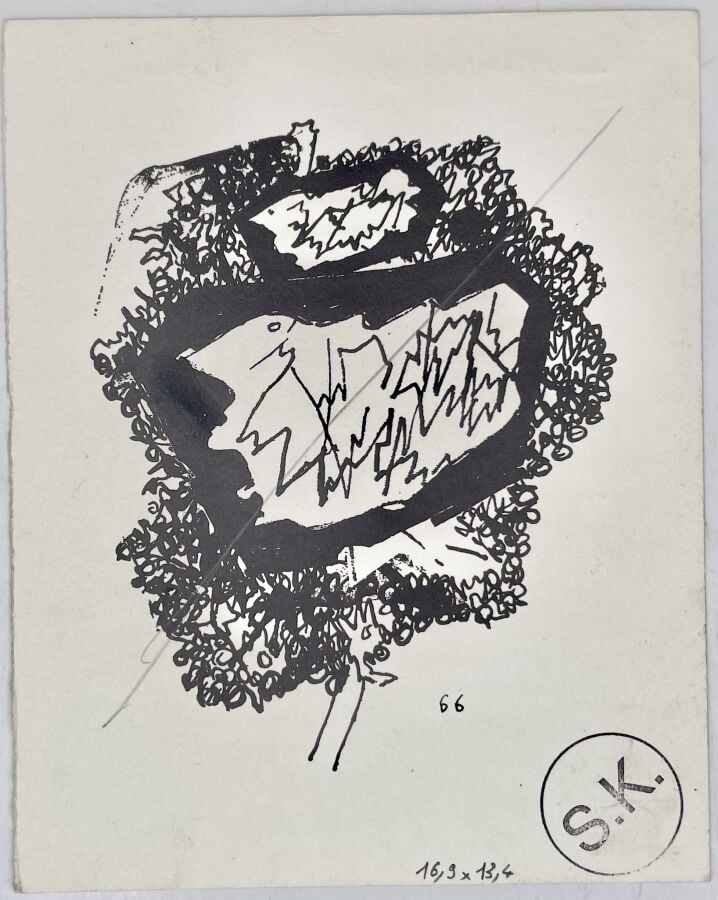 SLAVKO KOPAČ (1913-1995) - Visages, stylos et collages sur papier, cachet du mo…
